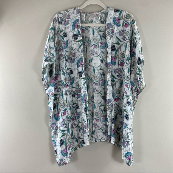 Ann Taylor LOFT M/L Floral 100% Modal Open Front‎ Cardigan Short Sleeve Kimono - Picture 3 of 10